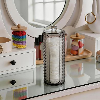 1Pc Versatile Diamond-pattern Bath Canister Acrylic Plastic Clear Gray
