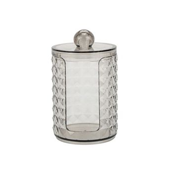 1 pc Compact Diamond-pattern Bath Canister Acrylic Plastic Clear Gray