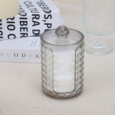 1Pc Compact Diamond-pattern Bath Canister Acrylic Plastic Clear Gray