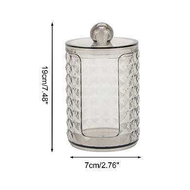 1Pc Compact Diamond-pattern Bath Canister Acrylic Plastic Clear Gray