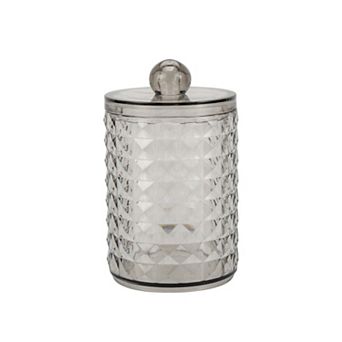 1 pc Dustproof Diamond-pattern Bath Canister Acrylic Plastic Clear Gray