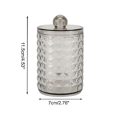 1Pc Dustproof Diamond-pattern Bath Canister Acrylic Plastic Clear Gray