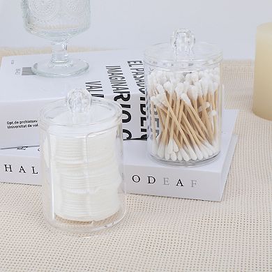 1Set Round Notched Bath Canister Acrylic Transparent