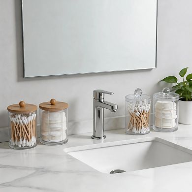 1Set Round Notched Bath Canister Acrylic Transparent