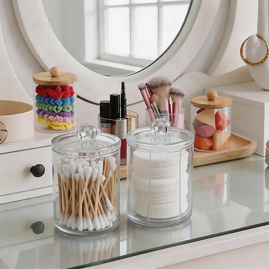 1Set Round Notched Bath Canister Acrylic Transparent