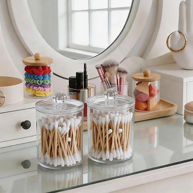 1Set Round Bath Canister Acrylic Transparent