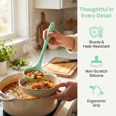 5 Pcs Solid Color Silicone Cooking Utensil Set Essential Kitchen Tools for Every Home