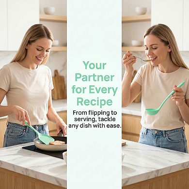 5 Pcs Solid Color Silicone Cooking Utensil Set Essential Kitchen Tools for Every Home