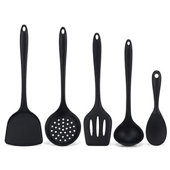 5 pc Solid Color Silicone Cooking Utensil Set Essential Kitchen Tools for Every Home