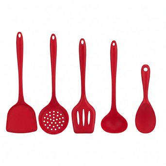 5 pc Solid Color Silicone Cooking Utensil Set Essential Kitchen Tools for Every Home