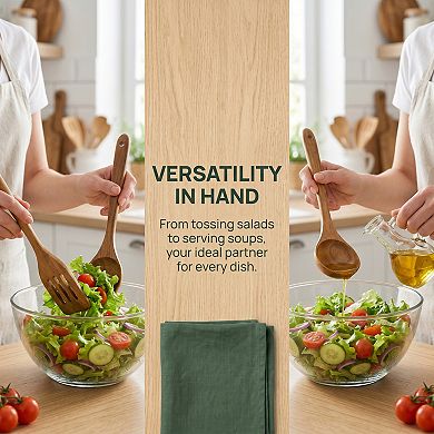 6Pcs Cooking Utensil Set Wood Solid Color Kitchen Utensils Essential Kitchen Gadgets