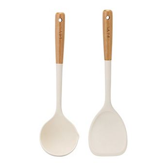 Cooking Utensil Set,Color Blocked Round Holes Silicone Kitchen Utensils 2 pc