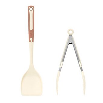 Cooking Utensil Set Silicone Color Blocked Round Holes Utensils with Silicone 2 pc