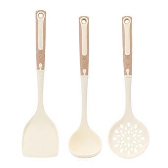 3 pc Cooking Utensil Set Silicone Color Blocked Round Holes Utensils with Silicone