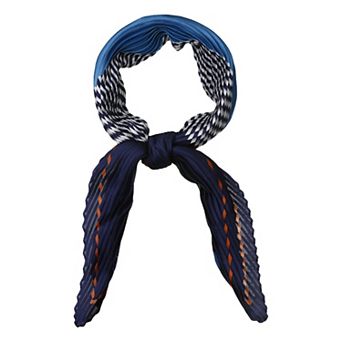 Women Rhombus Pleated Scarf Contrast Color Stripe Heart Neck Scarves Neckerchief