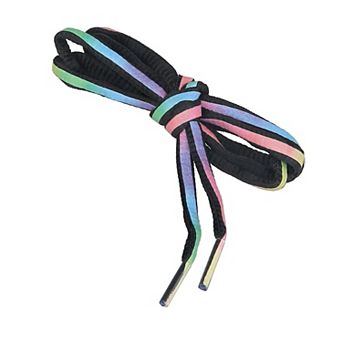 2 Pairs Round Reflective Colorful Stripes Oval Shoelaces for Sneakers 39.4"