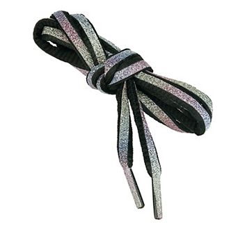 2 Pairs Round Reflective Colorful Stripes Oval Shoelaces for Sneakers 39.4"