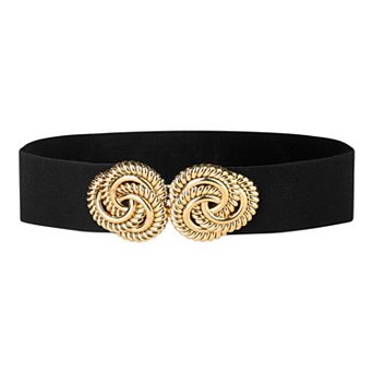 Women Stretchy Elastic Wide Waist Belt for Dress Metal Buckle Belts