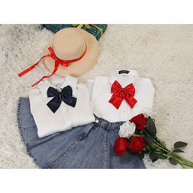 2Pcs Women's Pre-tied Bow Adjustable Neck Strap Solid Color Cute Bow Tie
