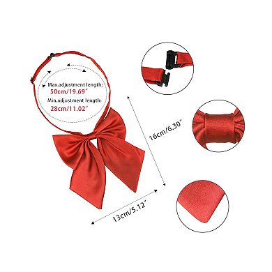 2Pcs Women's Pre-tied Bow Adjustable Neck Strap Solid Color Cute Bow Tie