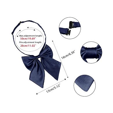 2Pcs Women's Pre-tied Bow Adjustable Neck Strap Solid Color Cute Bow Tie