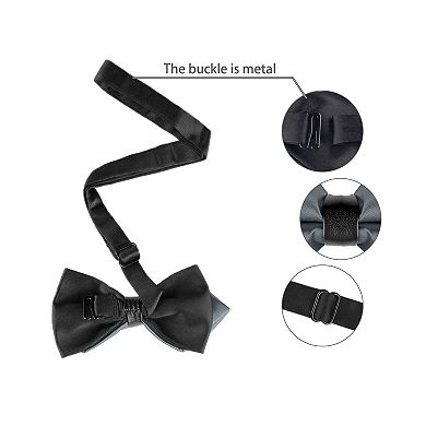 Men's Pre-Tied Bowties Plain Adjustable Neck Wedding Pointed Bow Ties