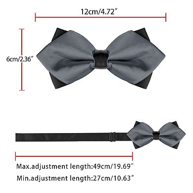 Men's Pre-Tied Bowties Plain Adjustable Neck Wedding Pointed Bow Ties