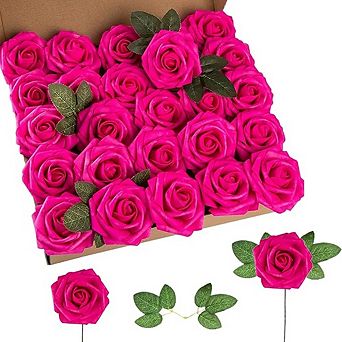 Foam Rose Flowers with Stems for DIY Wedding Bouquets and Decor