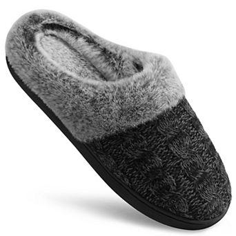 HOMEHOT Womens Memory Foam Fuzzy Slippers Slip-On Knitted House Shoes
