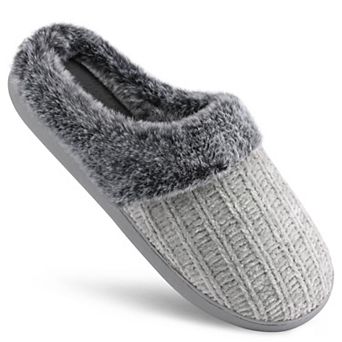 HOMEHOT Womens Memory Foam Fuzzy Slippers Slip-On Knitted House Shoes