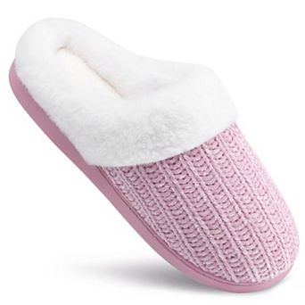 HOMEHOT Womens Memory Foam Fuzzy Slippers Slip-On Knitted House Shoes