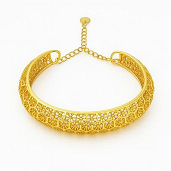 Gold Floral Filigree Bangle Bracelet