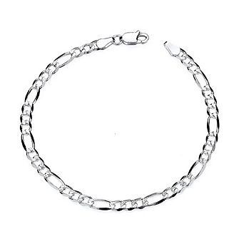 RMZ Sterling Silver 7inch Figaro Bracelet - Diamond Cut Finish - Solid 925 Silver 3MM