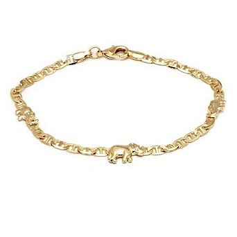 RMZ GOLD NYC 18K Gold Filled Mariner link elephant Bracelet 8'' Women's Teens