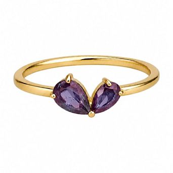 Belinda Jewelz 18k Gold Plated Vermeil Heart Toi Et Moi Birthstone Ring