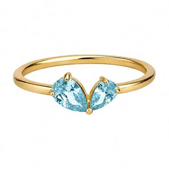 Belinda Jewelz 18k Gold Plated Vermeil Heart Toi Et Moi Birthstone Ring