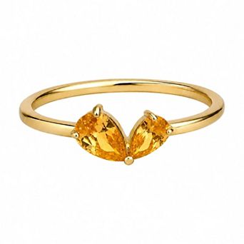Belinda Jewelz 18k Gold Plated Vermeil Heart Toi Et Moi Birthstone Ring