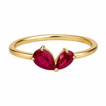 Belinda Jewelz 18k Gold Plated Vermeil Heart Toi Et Moi Birthstone Ring