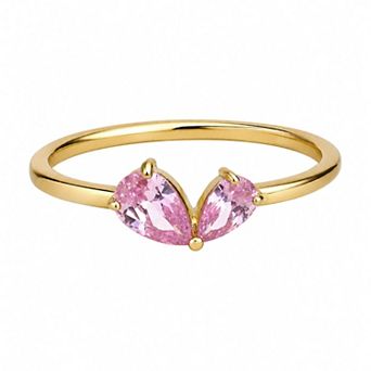 Belinda Jewelz 18k Gold Plated Vermeil Heart Toi Et Moi Birthstone Ring