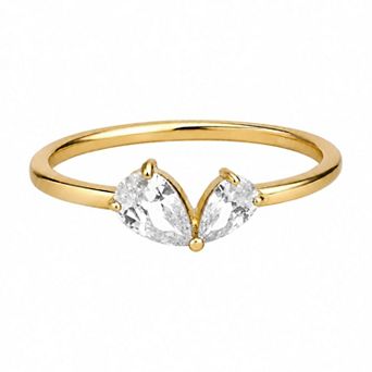 Belinda Jewelz 18k Gold Plated Vermeil Heart Toi Et Moi Birthstone Ring