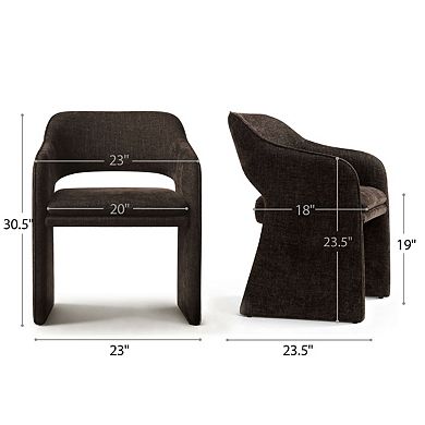 Modern Linen Blend Upholstered Dining Chairs Set of 2