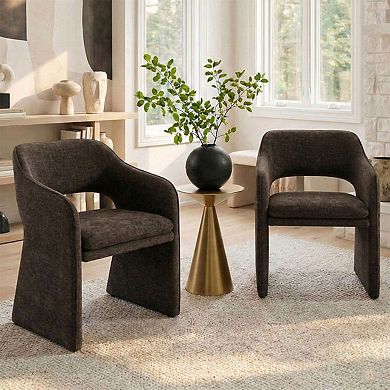 Modern Linen Blend Upholstered Dining Chairs Set of 2