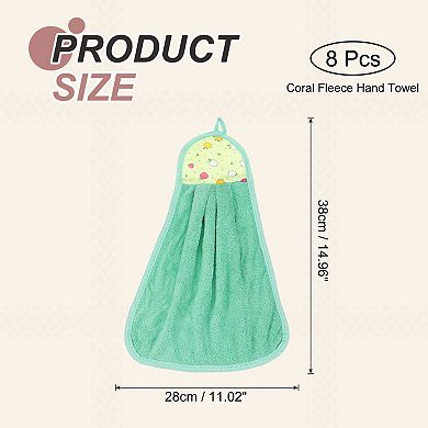 Soft Coral Fleece Hand Towels with Hanging Loop Decorative Fruit Pattern Quick-Drying and Washable