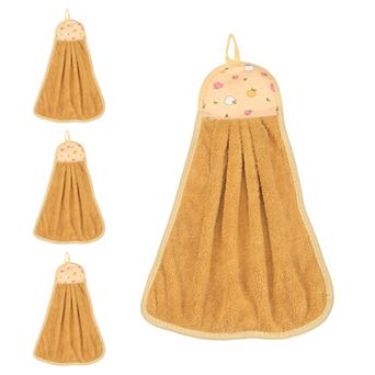 Soft Coral Fleece Hand Towels with Hanging Loop Decorative Fruit Pattern Quick-Drying and Washable