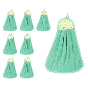 Soft Coral Fleece Hand Towels with Hanging Loop Decorative Fruit Pattern Quick-Drying and Washable