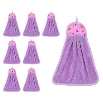 Soft Coral Fleece Hand Towels with Hanging Loop Decorative Fruit Pattern Quick-Drying and Washable