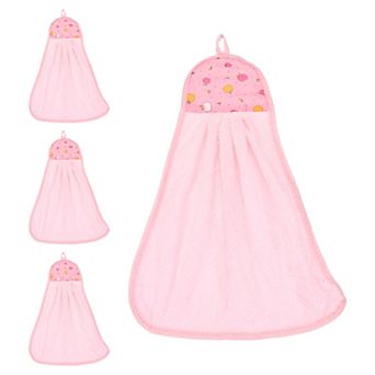 Soft Coral Fleece Hand Towels with Hanging Loop Decorative Fruit Pattern Quick-Drying and Washable
