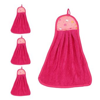 Soft Coral Fleece Hand Towels with Hanging Loop Decorative Fruit Pattern Quick-Drying and Washable