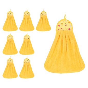 Soft Coral Fleece Hand Towels with Hanging Loop Decorative Fruit Pattern Quick-Drying and Washable