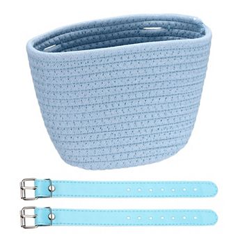 Bike Basket, Cotton Rope Bicycle Basket Adjustable Front Baskets with 2 Leather Belt Buckles